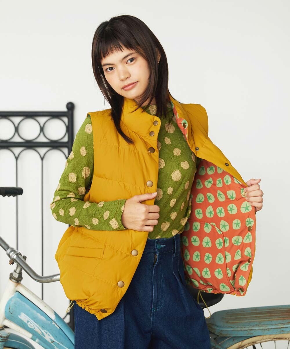 GJJLD31300 Jocomomola(ホコモモラ) 【ダブルポイント】2WAY リバーシブルダウンベスト マスタード