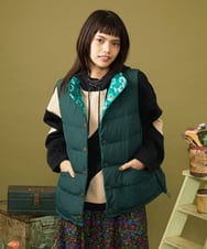 GJJLD31300 Jocomomola(ホコモモラ) 【2WAY 】Arte enlatado リバーシブルダウンベスト グリーン