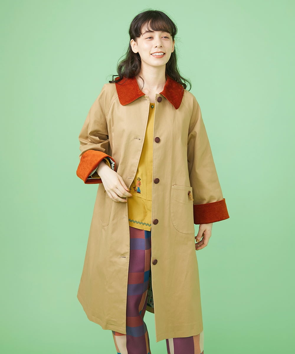GJJLS02360 Jocomomola(ホコモモラ) Paseo ステンカラーコート ベージュ