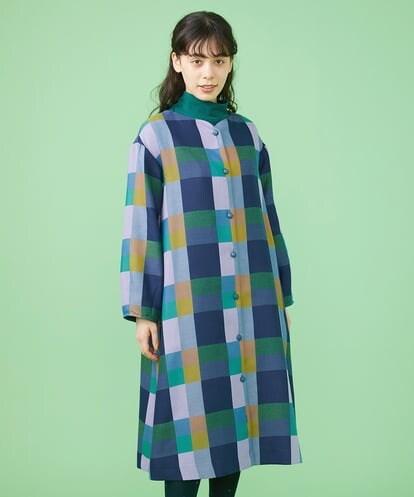 GJJLS03330 Jocomomola Escaleras チェック ワンピースコート
