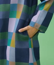 GJJLS03330 Jocomomola(ホコモモラ) Escaleras チェック ワンピースコート ブルー