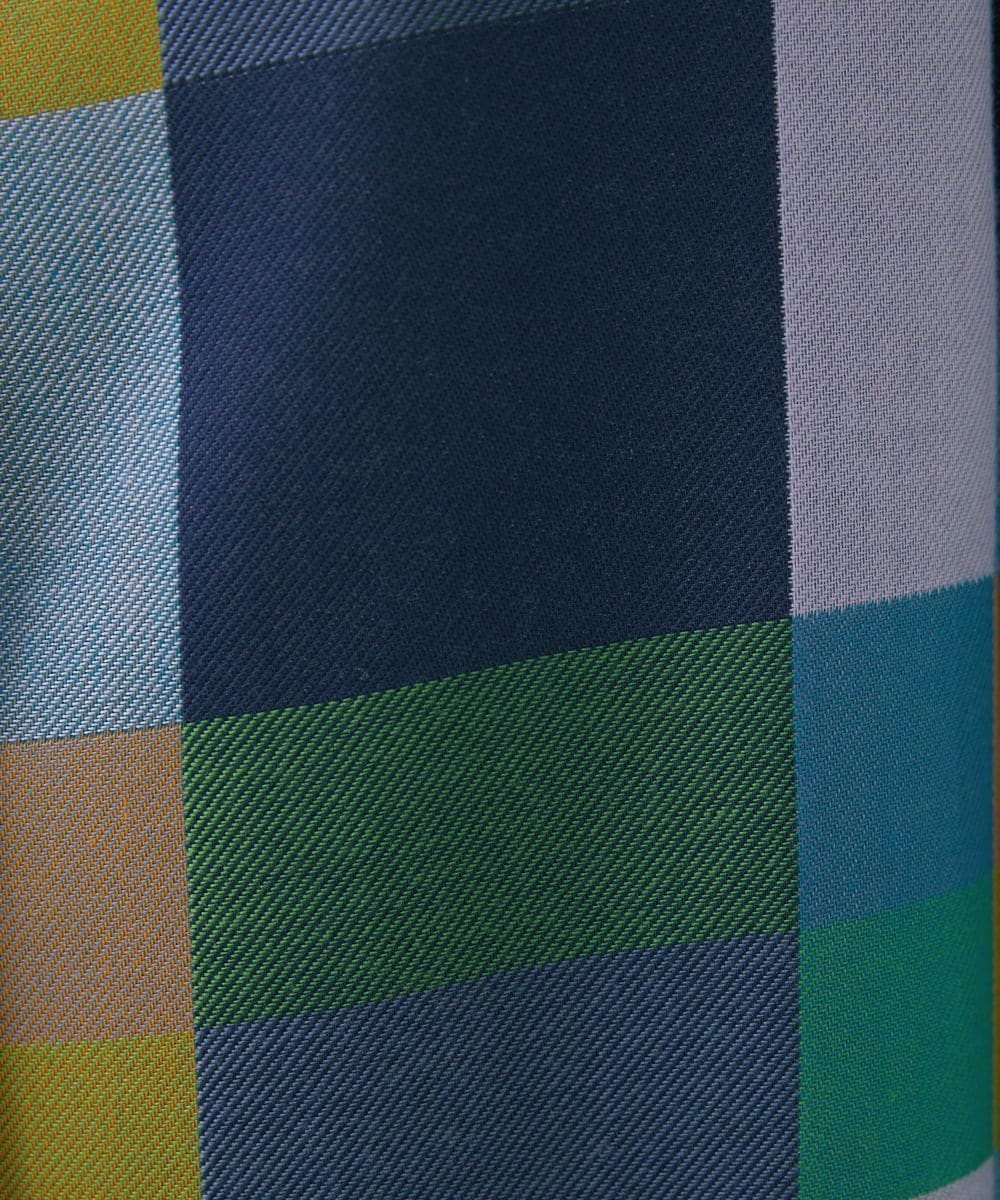 GJJLS03330 Jocomomola(ホコモモラ) Escaleras チェック ワンピースコート ブルー