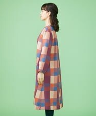 GJJLS03330 Jocomomola(ホコモモラ) Escaleras チェック ワンピースコート ラベンダー