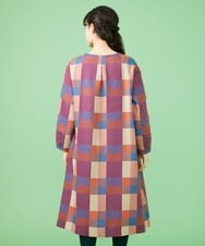 GJJLS03330 Jocomomola(ホコモモラ) Escaleras チェック ワンピースコート ラベンダー