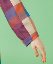 GJJLS03330 Jocomomola(ホコモモラ) Escaleras チェック ワンピースコート ラベンダー