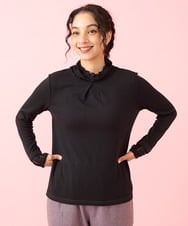 GJKAA31110 Jocomomola(ホコモモラ) TRベアスムース  レースハイネックカットソー ブラック