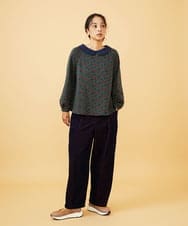 GJKAD30190 Jocomomola(ホコモモラ) Cruce ジャカード リーフ×フラワー柄カットソー マスタード
