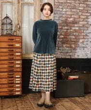 GJKAD31150 Jocomomola(ホコモモラ) ベロアチュール プルオーバーカットソー ブルーグリーン