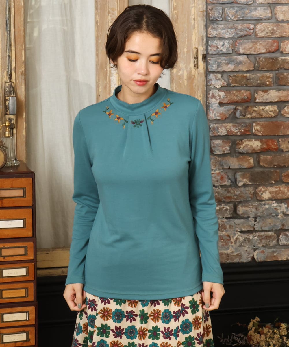 GJKAD33110 Jocomomola 【新色追加】ベアスムース 配色刺繍カットソー