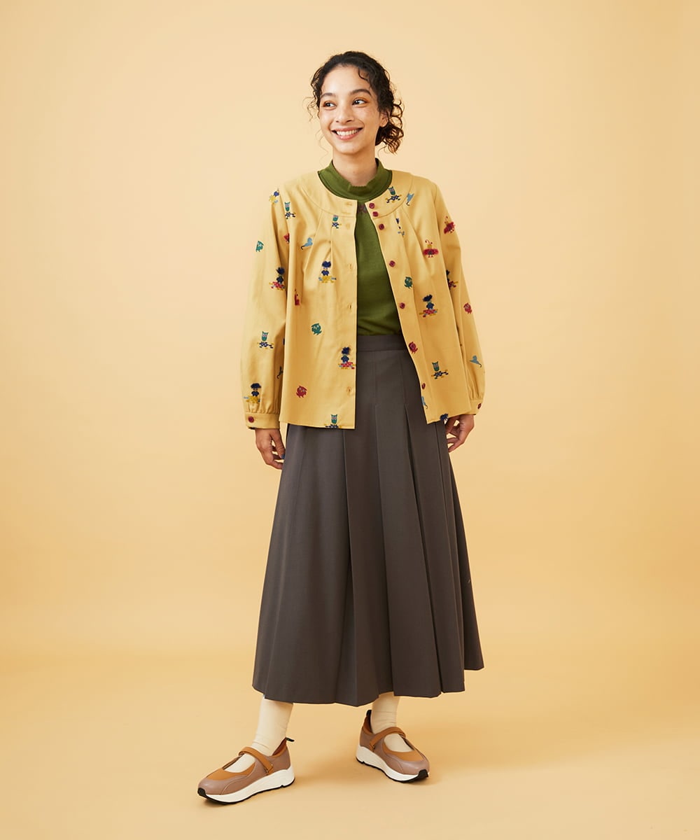 GJKAD33110 Jocomomola(ホコモモラ) ベアスムース 配色刺繍カットソー ベージュ