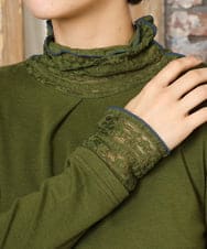 GJKAD34110 Jocomomola(ホコモモラ) ベアスムース ハイネックレースカットソー オレンジ