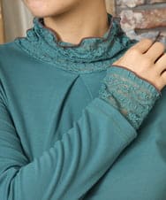 GJKAD34110 Jocomomola(ホコモモラ) ベアスムース ハイネックレースカットソー オレンジ