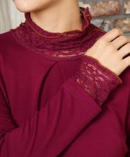 GJKAD34110 Jocomomola(ホコモモラ) ベアスムース ハイネックレースカットソー オレンジ