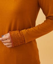 GJKAD34110 Jocomomola(ホコモモラ) ベアスムース ハイネックレースカットソー オレンジ