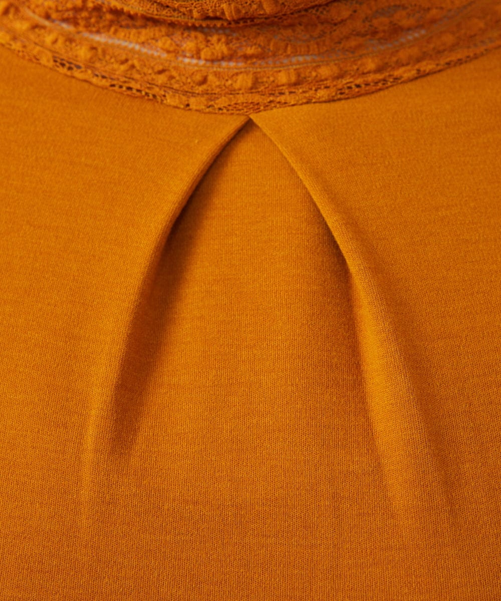 GJKAD34110 Jocomomola(ホコモモラ) ベアスムース ハイネックレースカットソー オレンジ