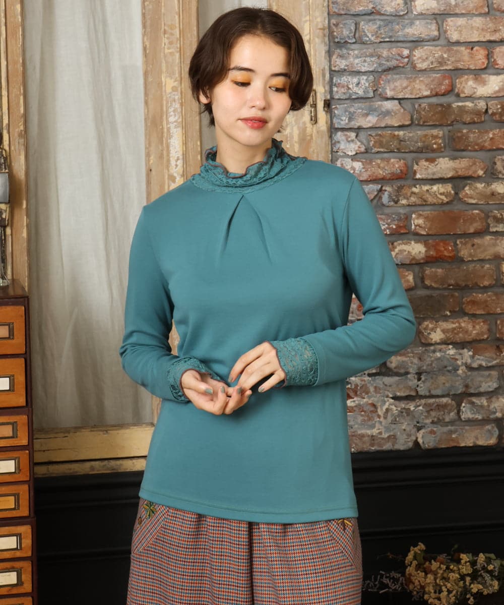 GJKAD34110 Jocomomola 【新色追加】ベアスムース ハイネックレースカットソー