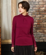 GJKAD34110 Jocomomola(ホコモモラ) ベアスムース ハイネックレースカットソー パープル