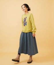 GJKAD70220 Jocomomola(ホコモモラ) Animales Coloridos 裏起毛カットソー ライトイエロー