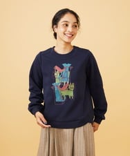 GJKAD70220 Jocomomola(ホコモモラ) Animales Coloridos 裏起毛カットソー ネイビー