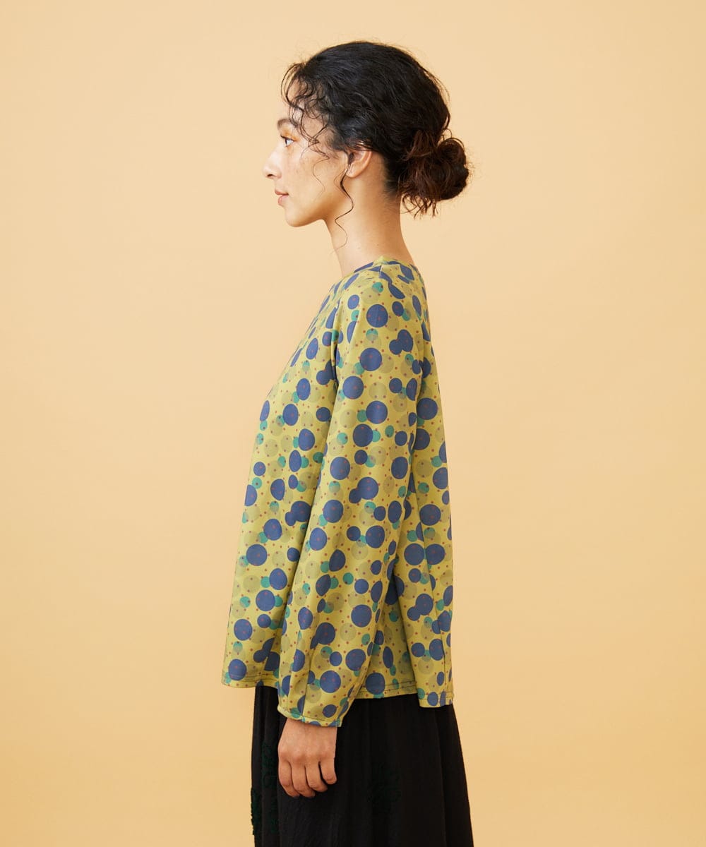 GJKAE36170 Jocomomola(ホコモモラ) Calle de la Bola ドットプリントカットソー グリーン