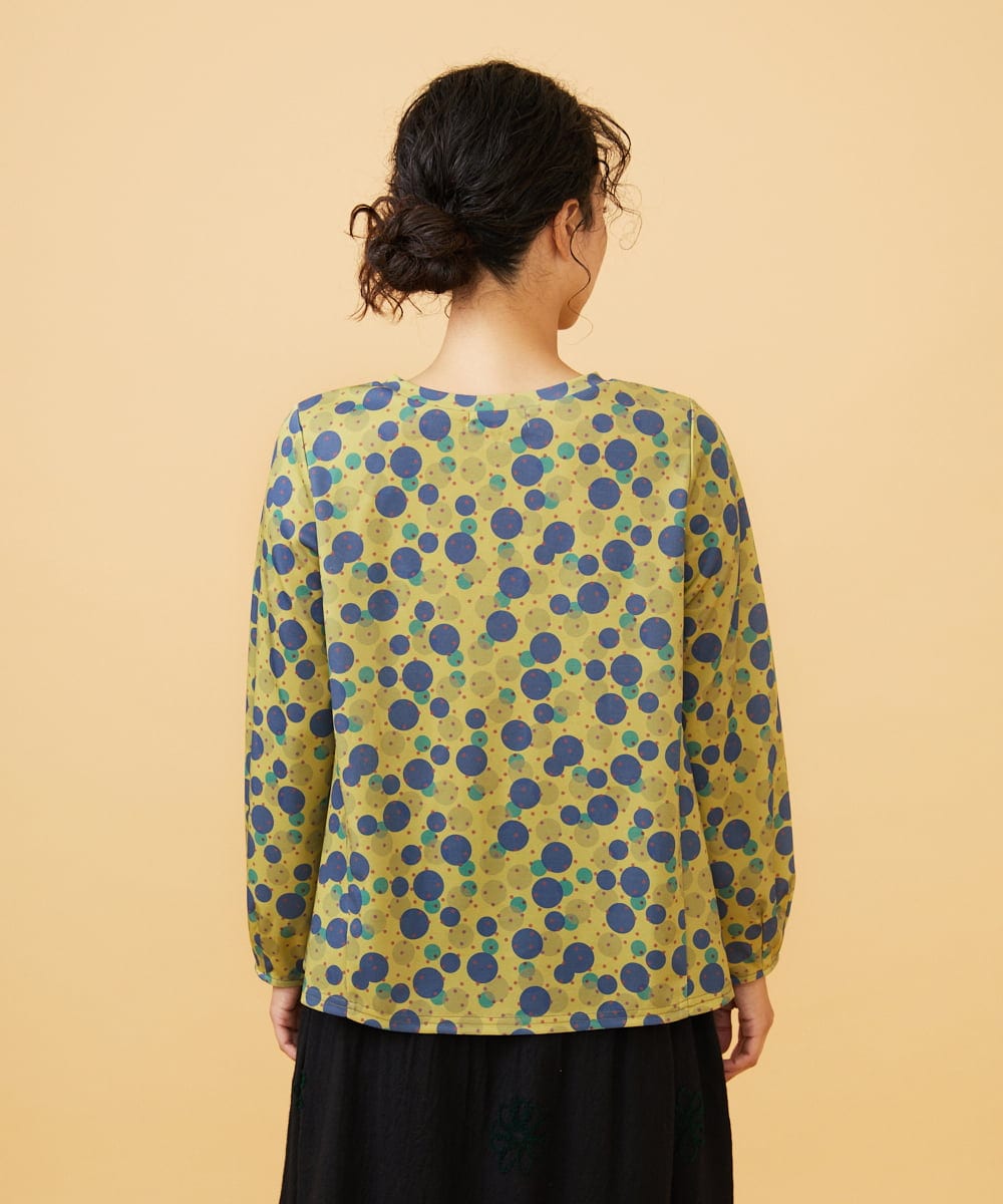 GJKAE36170 Jocomomola(ホコモモラ) Calle de la Bola ドットプリントカットソー グリーン