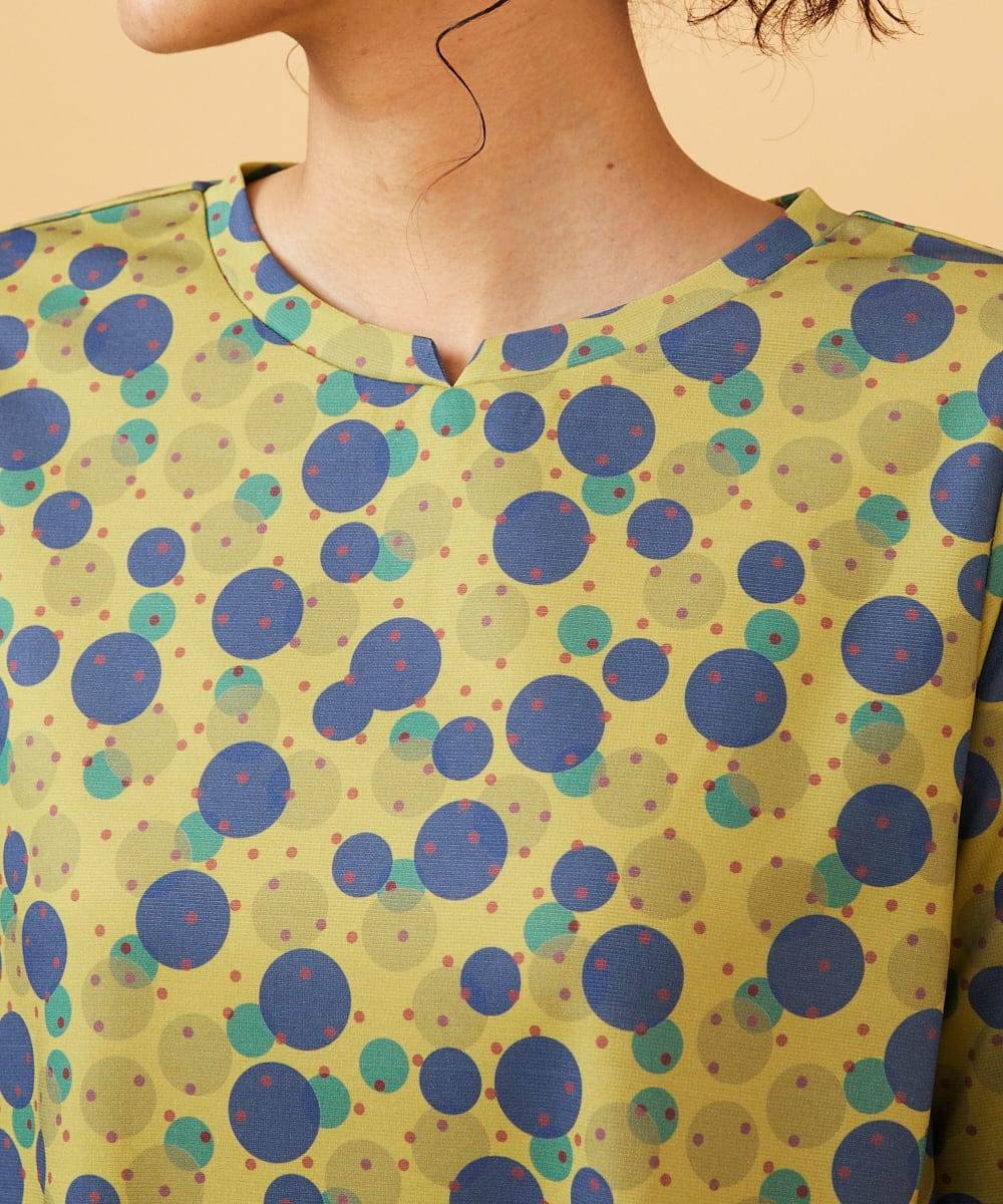 GJKAE36170 Jocomomola(ホコモモラ) Calle de la Bola ドットプリントカットソー グリーン