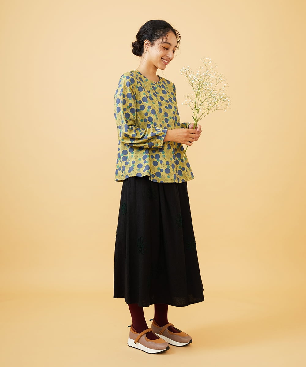 GJKAE36170 Jocomomola(ホコモモラ) Calle de la Bola ドットプリントカットソー グリーン