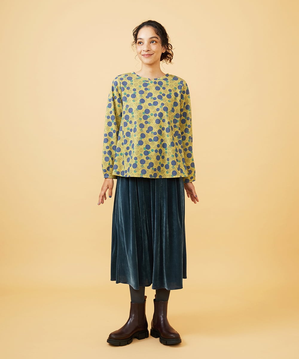 GJKAE36170 Jocomomola(ホコモモラ) Calle de la Bola ドットプリントカットソー グリーン