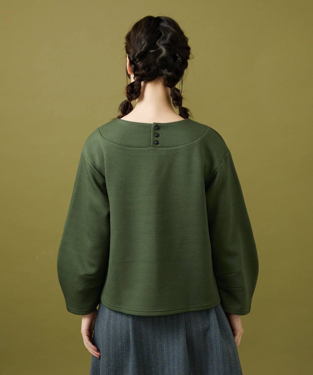 GJKAE37170 Jocomomola(ホコモモラ) 【早割10%OFF】フラワー刺繍プルオーバーカットソー グリーン