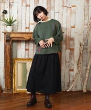 GJKAE37170 Jocomomola(ホコモモラ) Florecer フラワー刺繍プルオーバーカットソー ベージュ