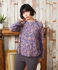 GJKAE38200 Jocomomola(ホコモモラ) Paseo de las flores フラワージャカードカットソー ブルー