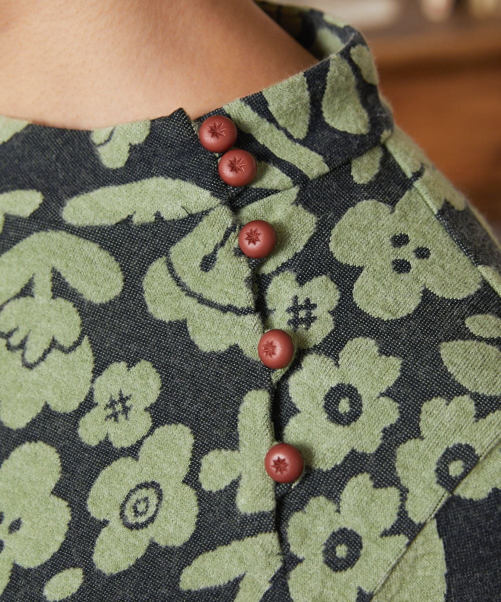 GJKAE38200 Jocomomola(ホコモモラ) Paseo de las flores フラワージャカードカットソー ブルー