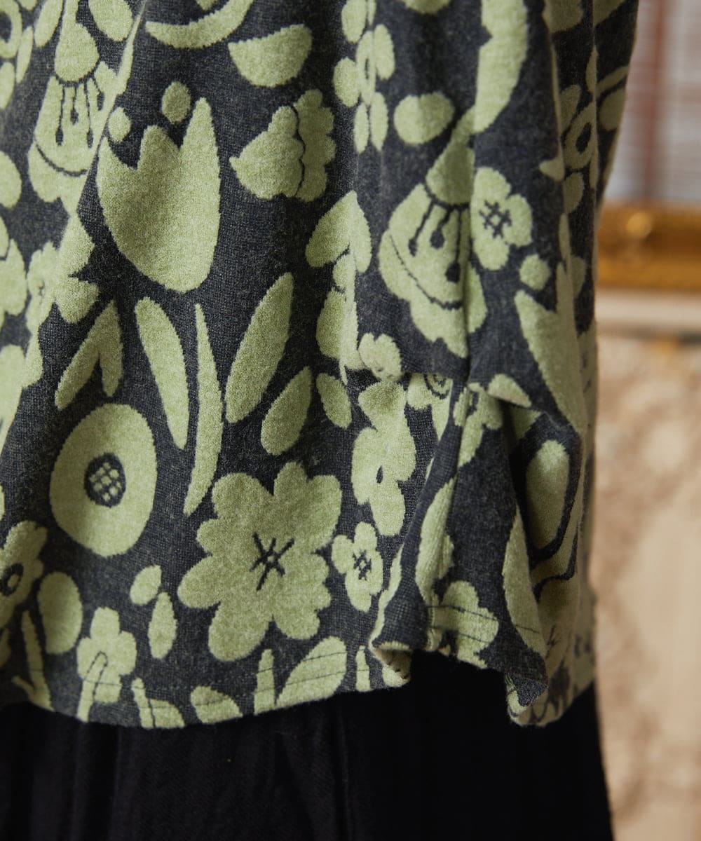 GJKAE38200 Jocomomola(ホコモモラ) Paseo de las flores フラワージャカードカットソー ブルー