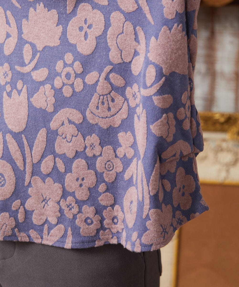 GJKAE38200 Jocomomola(ホコモモラ) Paseo de las flores フラワージャカードカットソー ブルー