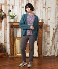 GJKAE38200 Jocomomola(ホコモモラ) Paseo de las flores フラワージャカードカットソー ブルー