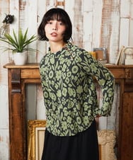 GJKAE38200 Jocomomola(ホコモモラ) Paseo de las flores フラワージャカードカットソー ブラック