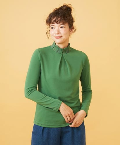 GJKAG31120 Jocomomola 【新色追加】ベアスムースハイネック刺繍カットソー