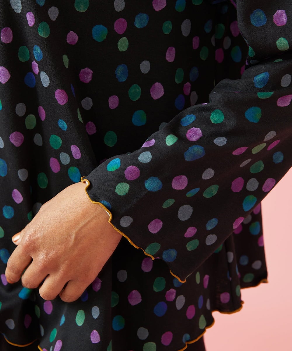 GJKAG70190 Jocomomola(ホコモモラ) Mural dot プリントカットソー ブラック