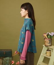 GJKAH37200 Jocomomola(ホコモモラ) 【ダブルポイント】日本製 フラワージャカードベスト ブルー