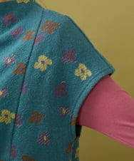 GJKAH37200 Jocomomola(ホコモモラ) 【ダブルポイント】日本製 フラワージャカードベスト ブルー