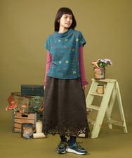 GJKAH37200 Jocomomola(ホコモモラ) 【ダブルポイント】日本製 フラワージャカードベスト ブルー