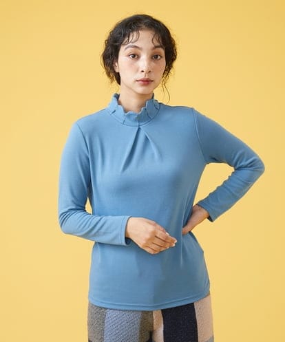 GJKAS32090  ベアスムース 刺繍ハイネックカットソー