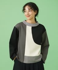 GJKAV70180 Jocomomola(ホコモモラ) Sueno パッチワークモノトーンカットソー グレー
