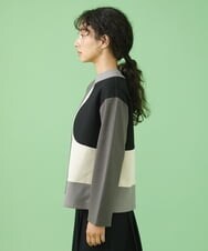 GJKAV70180 Jocomomola(ホコモモラ) Sueno パッチワークモノトーンカットソー グレー