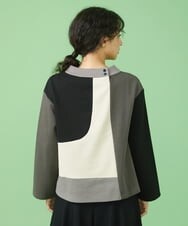GJKAV70180 Jocomomola(ホコモモラ) Sueno パッチワークモノトーンカットソー グレー