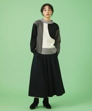 GJKAV70180 Jocomomola(ホコモモラ) Sueno パッチワークモノトーンカットソー グレー