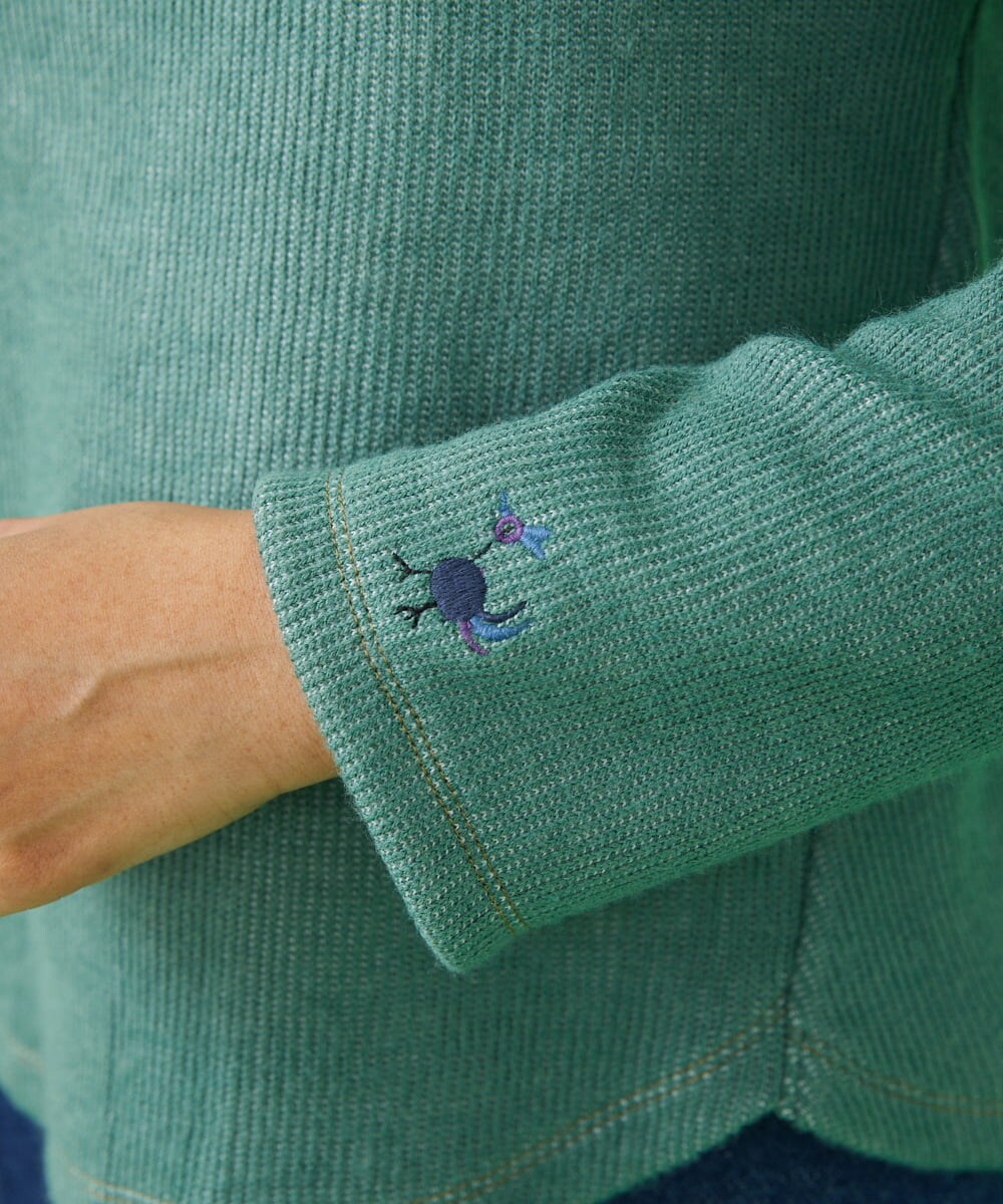 GJKAW37160 Jocomomola(ホコモモラ) Hogar 鳥刺繍カットソー ベージュ