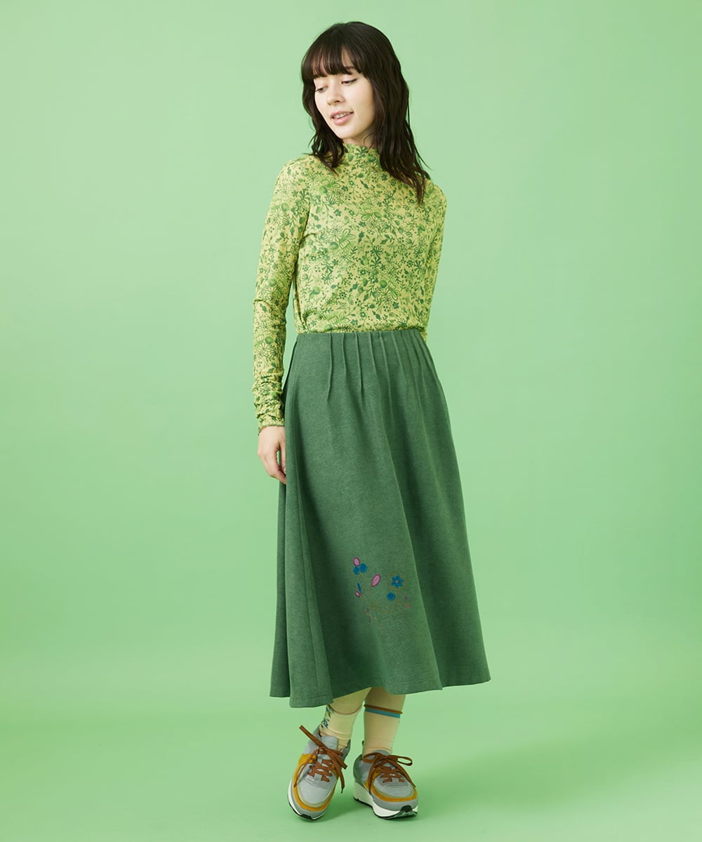 GJKCA32150 Jocomomola(ホコモモラ) Rojo vino フラワープリントシアーカットソー イエロー×グリーン