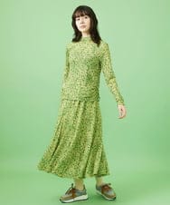 GJKCA32150 Jocomomola(ホコモモラ) Rojo vino フラワープリントシアーカットソー イエロー×グリーン