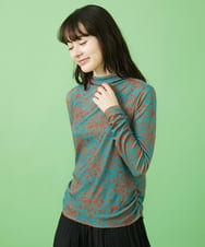 GJKCA32150 Jocomomola(ホコモモラ) Rojo vino フラワープリントシアーカットソー ブルー×オレンジ